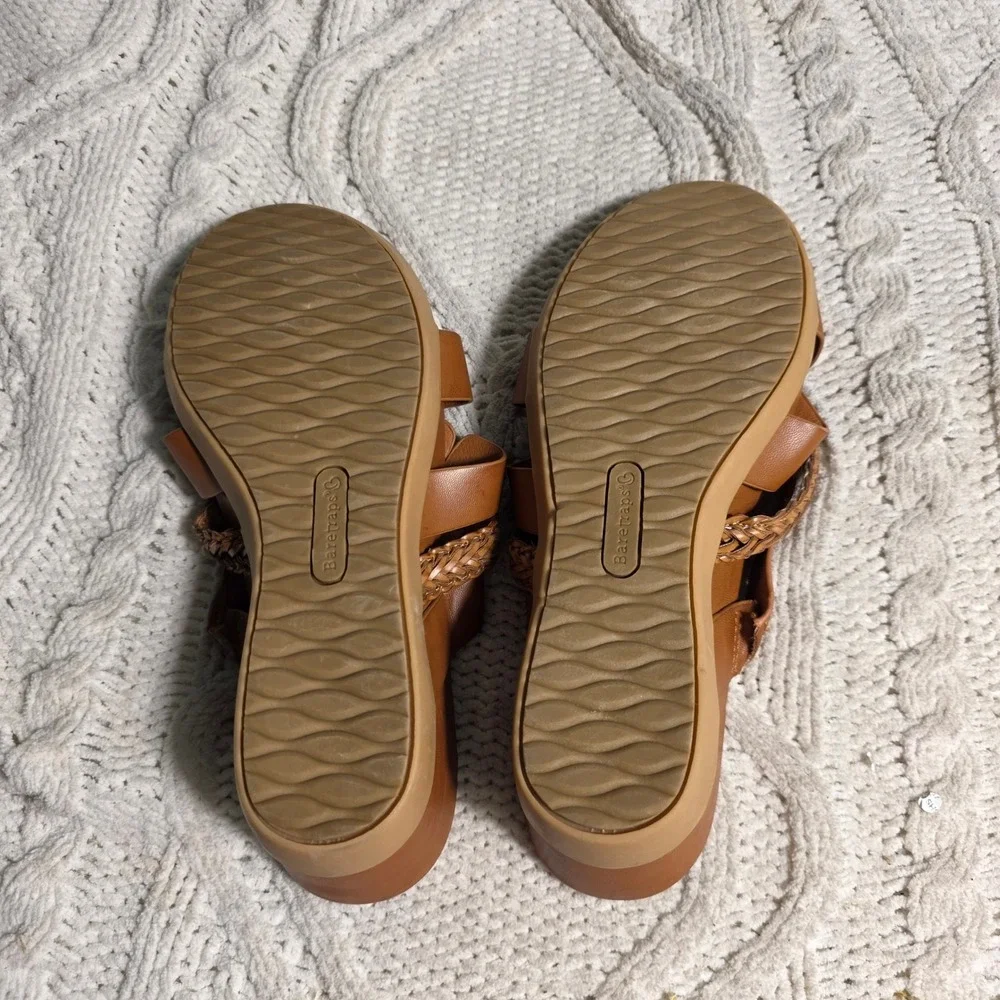 Baretraps Posture Strappy Wedge Sandals Brown Braided Women 9M New‎